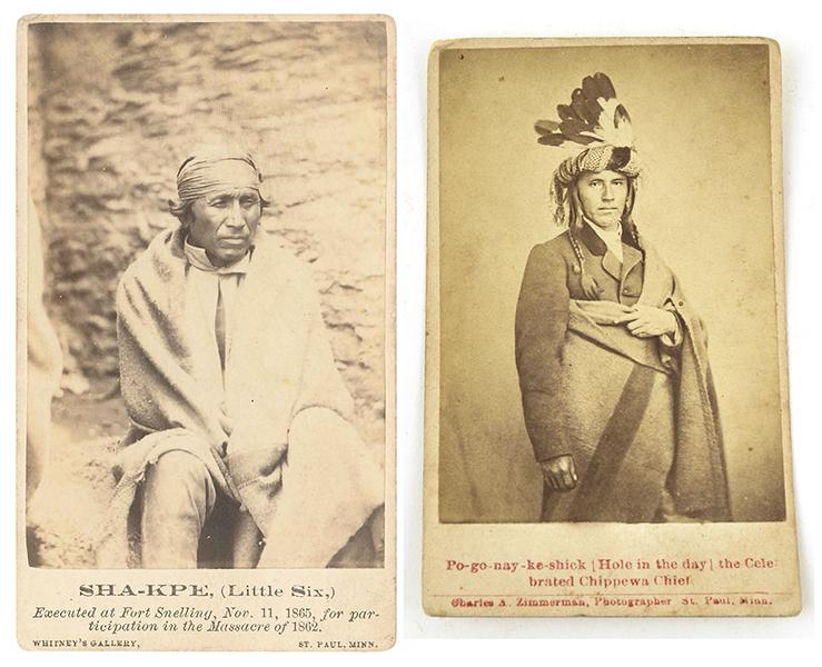 Appraisal: TWO CARTE DE VISITES INCLUDING CHIPPEWA CHIEF PO-GO-NAY-KE-SHICK HOLE IN