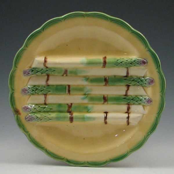 Appraisal: Majolica Asparagus Dish marked Longham G small crack on face