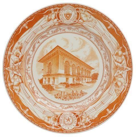 Appraisal: Wedgwood commemorative University of Texas plate burnt orange on a