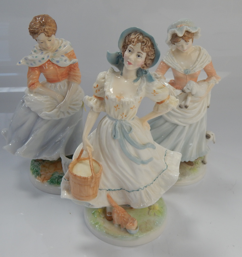 Appraisal: Three Royal Worcester Old Country Ways figures comprising Farmer's wife