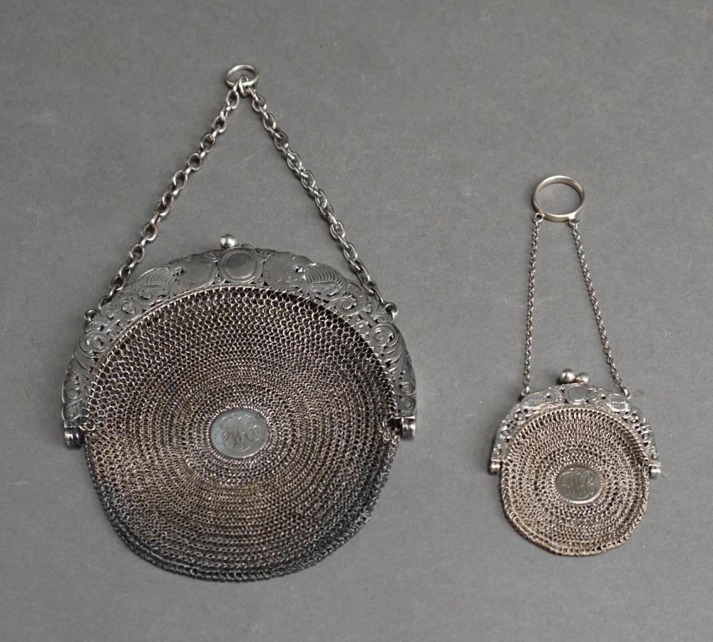 Appraisal: Black Starr Frost Sterling Silver Mesh Purse and Matching Coin