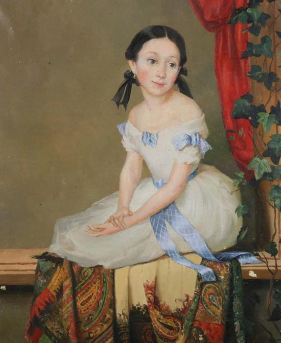 Appraisal: RUSSIAN SCHOOL th century YOUNG GIRL IN WHITE DRESS oil