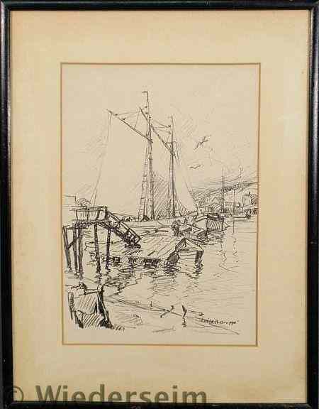 Appraisal: Gruppe Emile Albert American Massachusetts - framed and matted charcoal