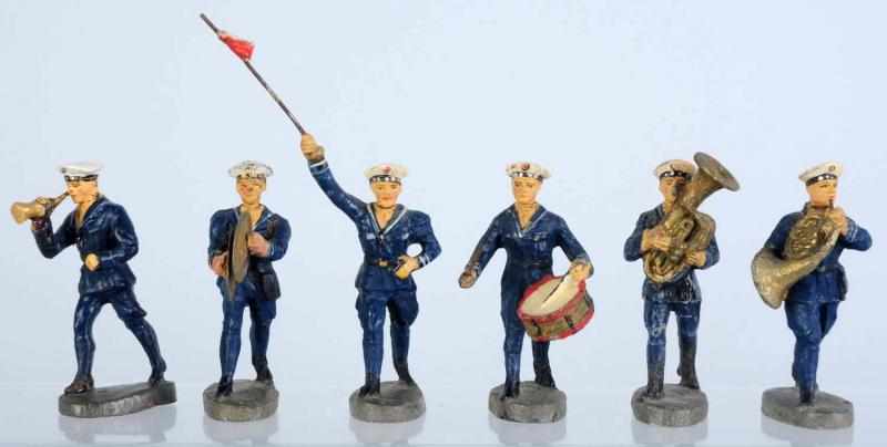 Appraisal: Elastolin cm Marching Navy Musicians Includes six Naval band figures