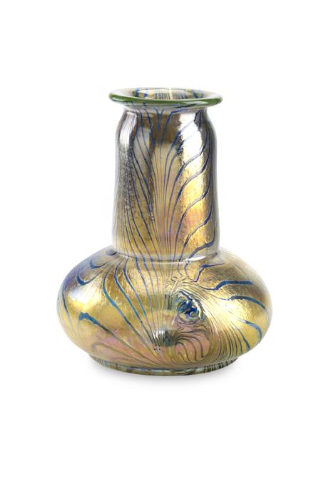 Appraisal: LOETZ VASE CIRCA iridescent glass the bulbous body with cylindrical