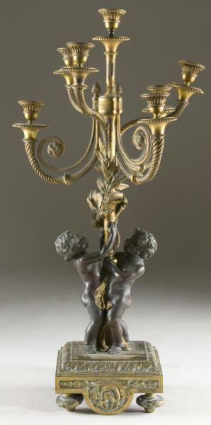 Appraisal: French Belle Epoque Banquet Candelabra ca s dore bronze and