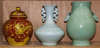 Appraisal: Three Chinese Porcelain Vessels lot of Chinese porcelain vessels the