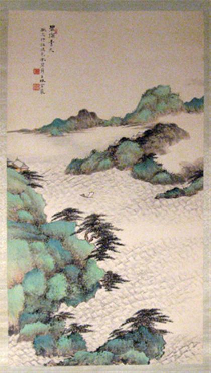 Appraisal: Chinese painting th century Monted as a scroll color wash