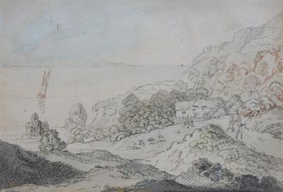 Appraisal: Attributed to Thomas Rowlandson - River landscape Signed Pen and