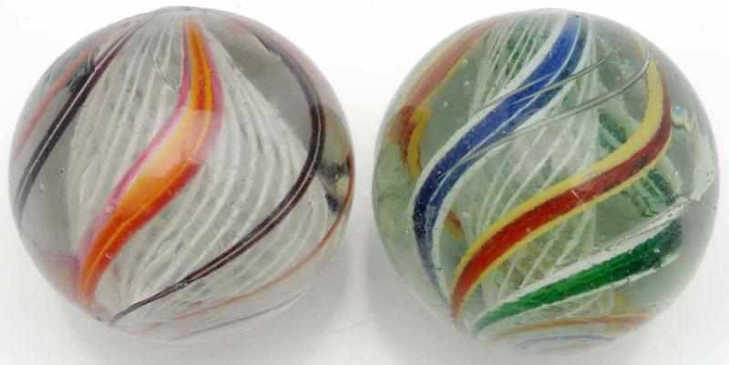 Appraisal: Lot of White Latticino Swirl Marbles Includes one white latticino