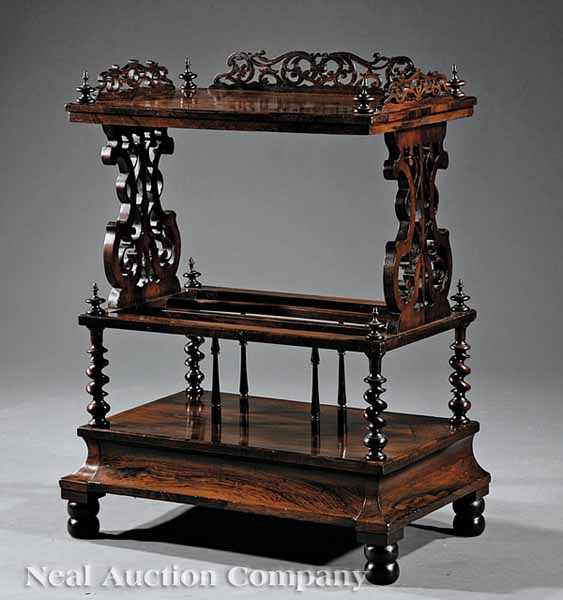 Appraisal: An American Rococo Carved Rosewood Canterbury mid- th c Baltimore