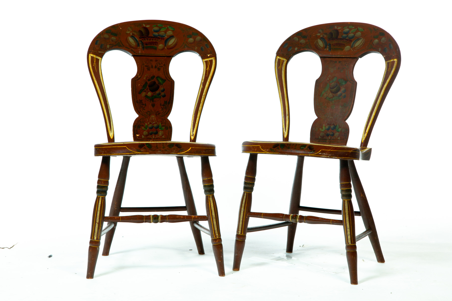 Appraisal: SET OF FOUR PAINTED BALLOON BACK CHAIRS American rd quarter