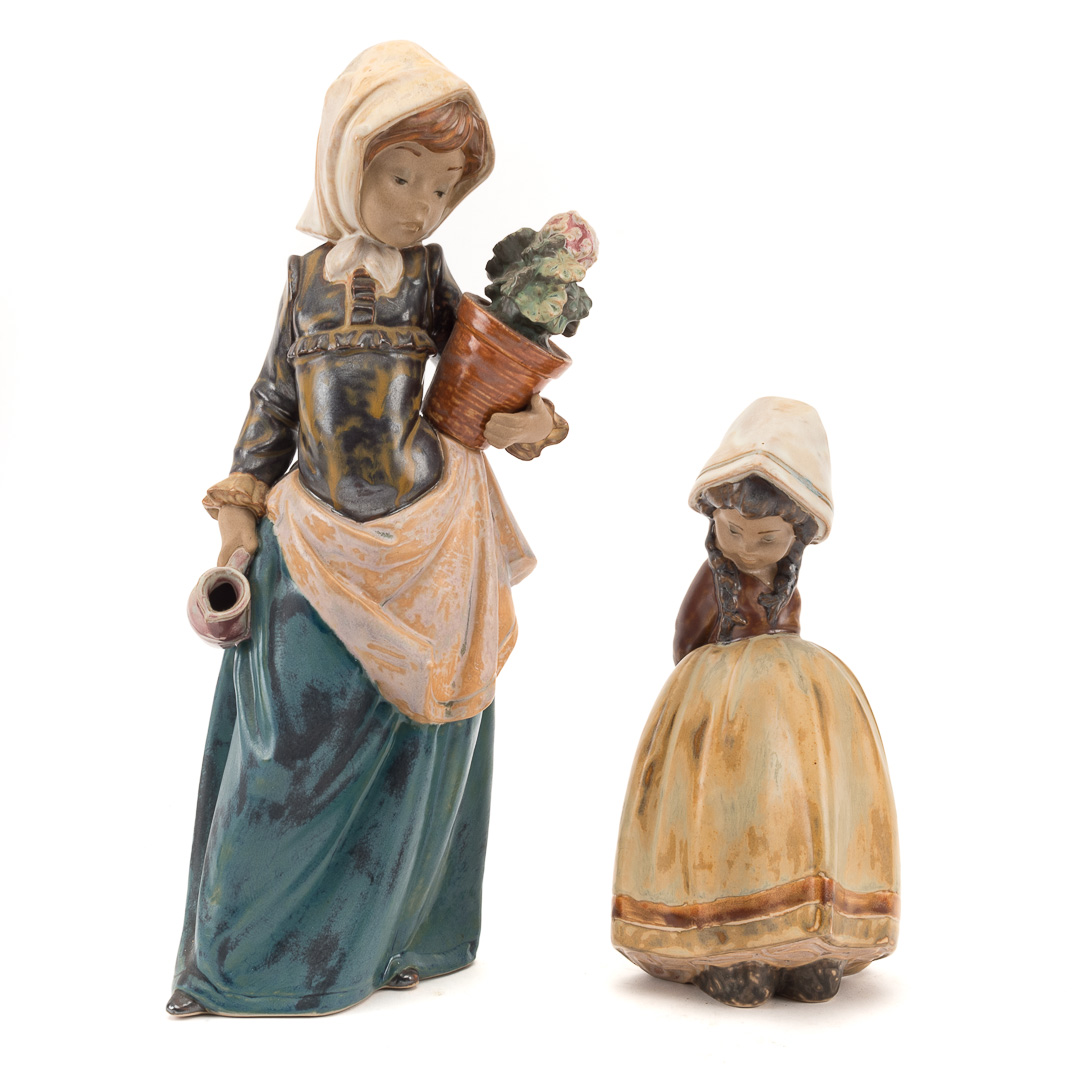 Appraisal: Two Lladro Gres figures including Lonely Solita and girl with