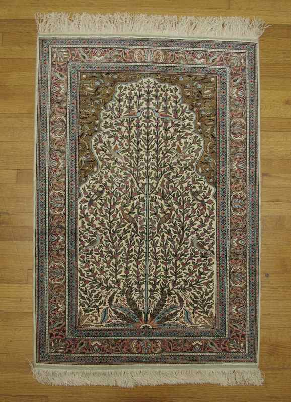 Appraisal: MODERN PERSIAN HAND KNOTTED SILK PRAYER RUG ' x '