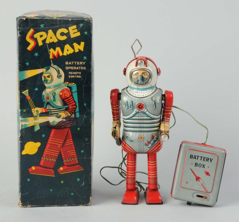 Appraisal: Japanese Tin Litho Space Man Robot O B Battery -