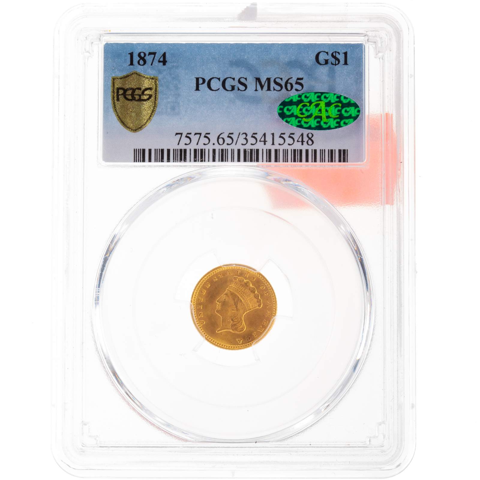 Appraisal: GOLD PRINCESS PCGS MS CAC Very nice Type Gold dollar