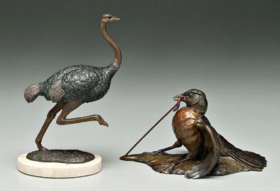 Appraisal: Two David H Turner patinated bronzes Virginia born ostrich edition