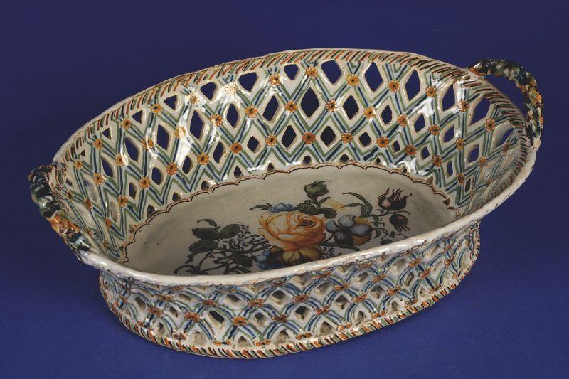 Appraisal: A CONTINENTAL FAIENCE BASKET probably th century of oval form