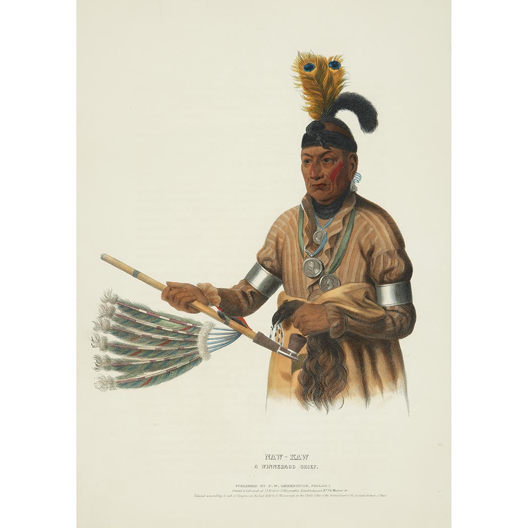 Appraisal: McKenney Hall NAW-KAW A WINNEBAGO CHIEF Hand-colored lithograph by Lehman