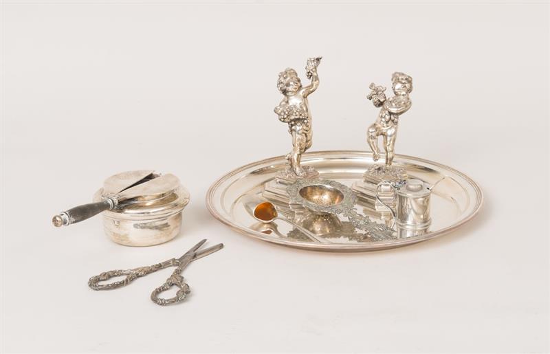 Appraisal: Pair of Continental Weighted Silver Figures of Dancing Putti a