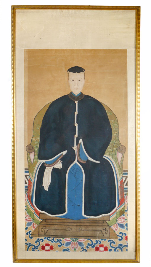 Appraisal: LARGE ORIENTAL WATERCOLOR PAINTING OF A SCHOLAR Probably th Century