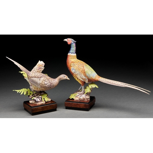 Appraisal: Two Royal Worcester models of ring-necked pheasants designed Ronald van