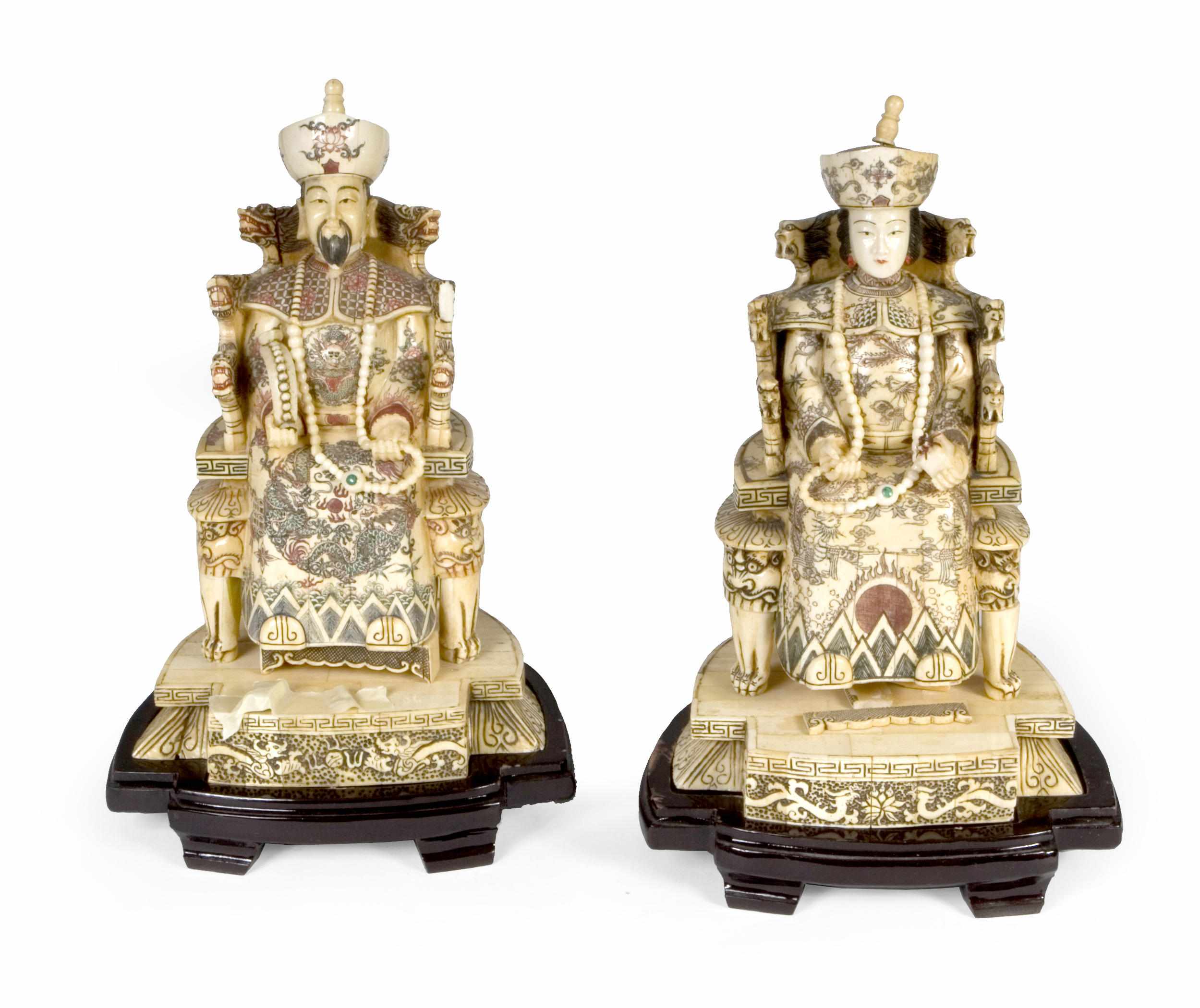 Appraisal: Property of various owners A pair of Chinese ivory and