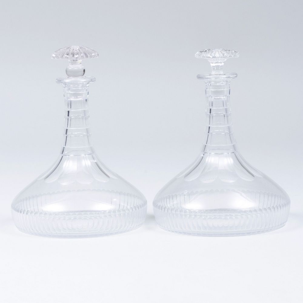 Appraisal: Pair of George III Cut Glass Ship Decanters and Stoppers