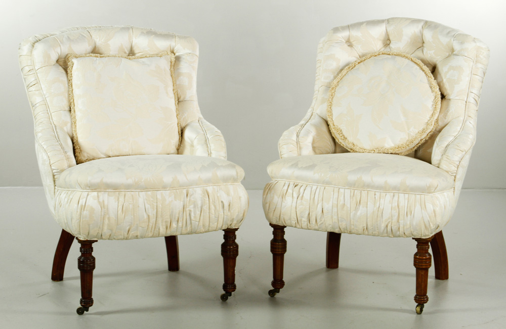 Appraisal: - Pair of French Parlor Chairs Pair of French parlor