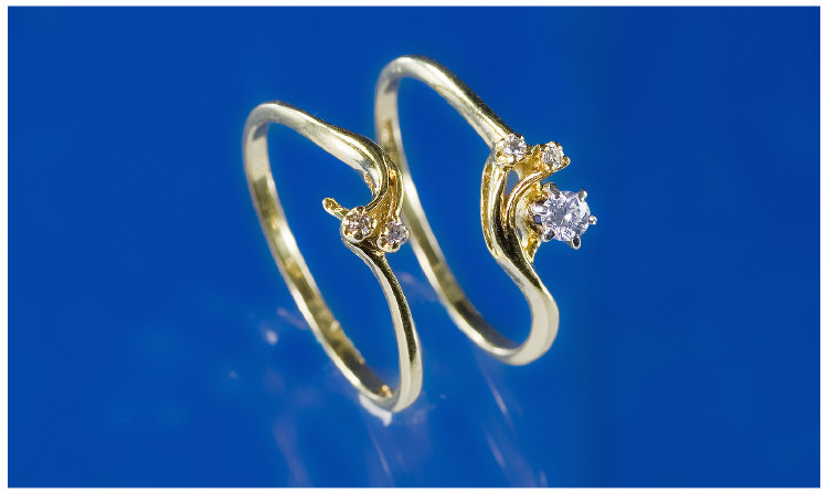 Appraisal: Two ct Gold Diamond Dress Ring Matching Set Of Interlocking