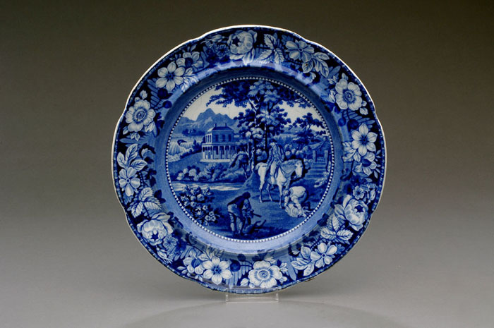 Appraisal: NIAGARA FLORAL BORDER SERIES DARK-BLUE STAFFORDSHIRE PLATE ANDREW STEVENSON Impressed