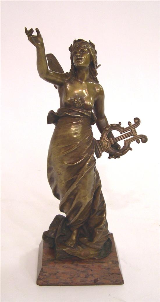 Appraisal: Bouret bronze figure of a nymph with lyre signed Bouret