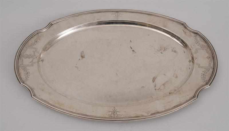 Appraisal: GORHAM MANUFACTURING CO ARMORIAL SILVER OVAL TRAY With notched corners