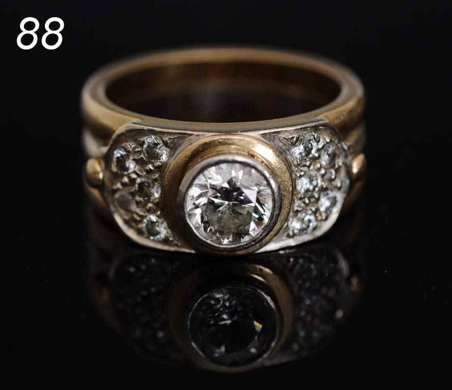 Appraisal: k Gold and Diamond Ring the center stone approximately carat