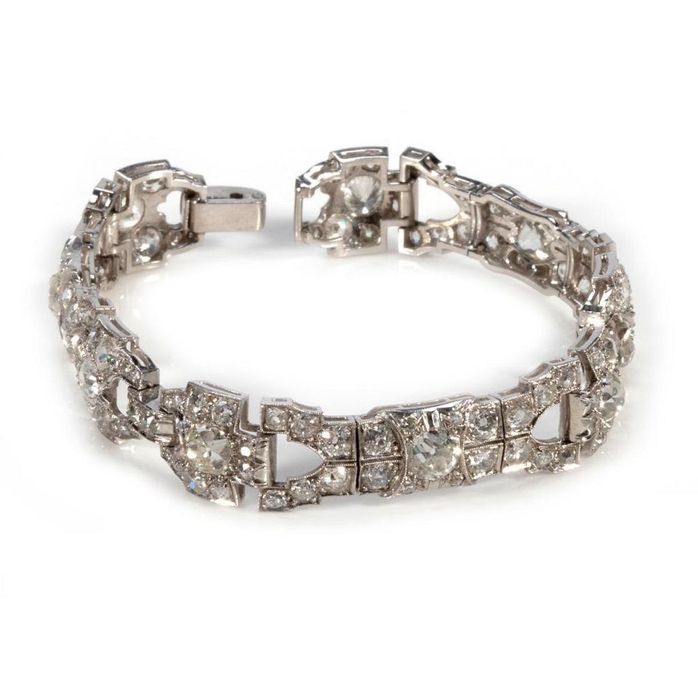 Appraisal: Vintage diamond and platinum bracelet the link bracelet is set