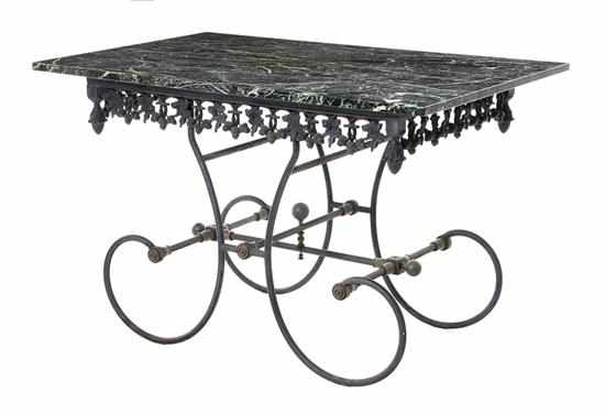 Appraisal: French wrought and cast-iron baker's table early th century rectangular