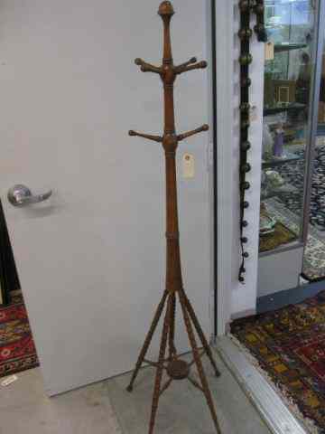 Appraisal: Victorian Wooden Coat Hat Rack spindle decor ''