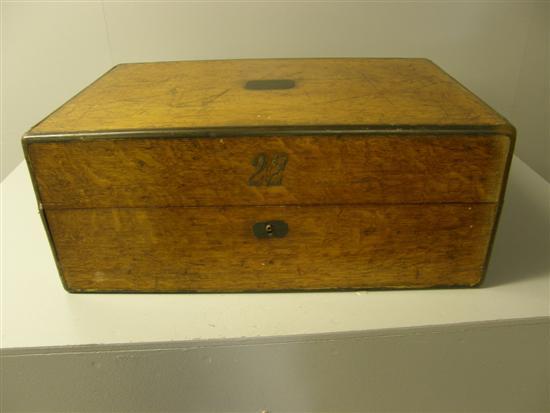 Appraisal: th century oak and brass bound military style travelling box