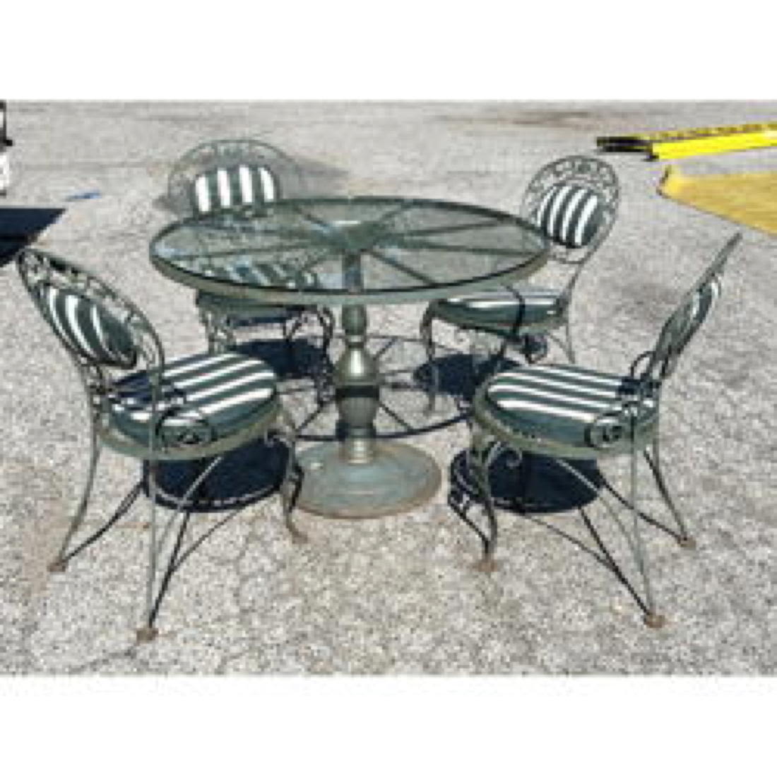 Appraisal: pc Outdoor Garden Dining Table Chairs Set Iron Painted Green