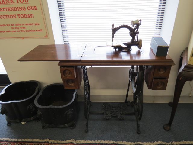 Appraisal: Antique Sewing Machine by Wilcox and Gibbs mahogany case