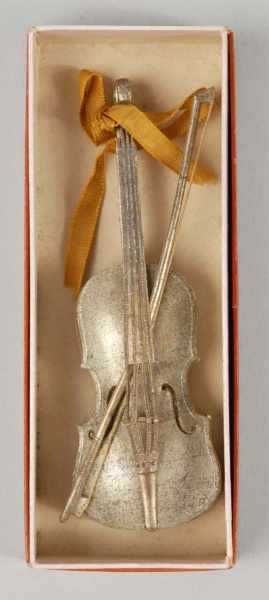 Appraisal: German Dresden Violin with Bow Ornament Description Three dimensional No