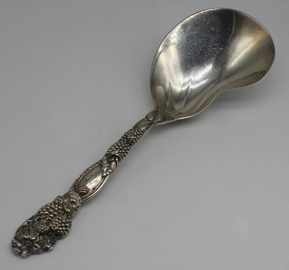 Appraisal: STERLING Tiffany Co Blackberry Serving Spoon Tiffany Co monogrammed Blackberry