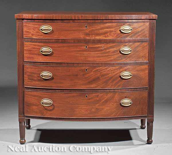 Appraisal: A Federal Mahogany Bowfront Chest of Drawers c four graduated