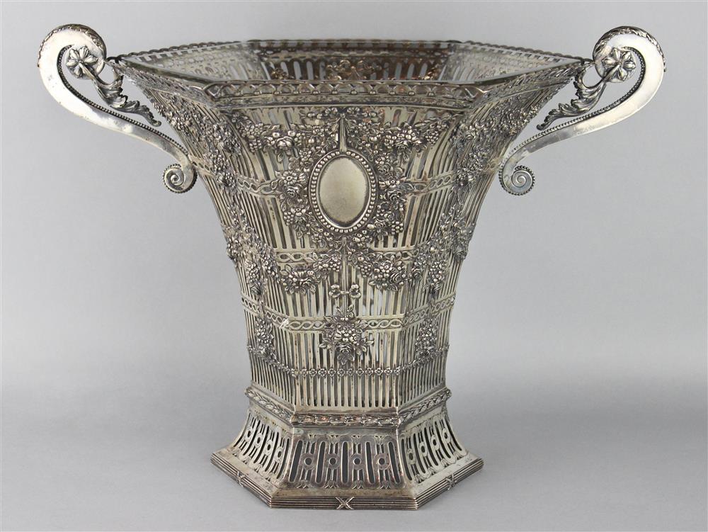 Appraisal: CONTINENTAL LARGE SILVERPLATED VASE marked SILVER and with three other