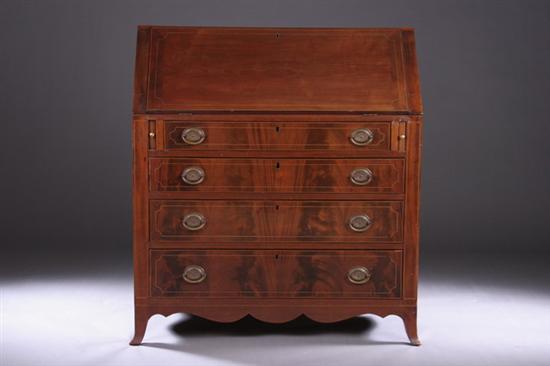 Appraisal: IMPORTANT AMERICAN FEDERAL INLAID MAHOGANY SLANT-FRONT DESK Circa Rectangular top