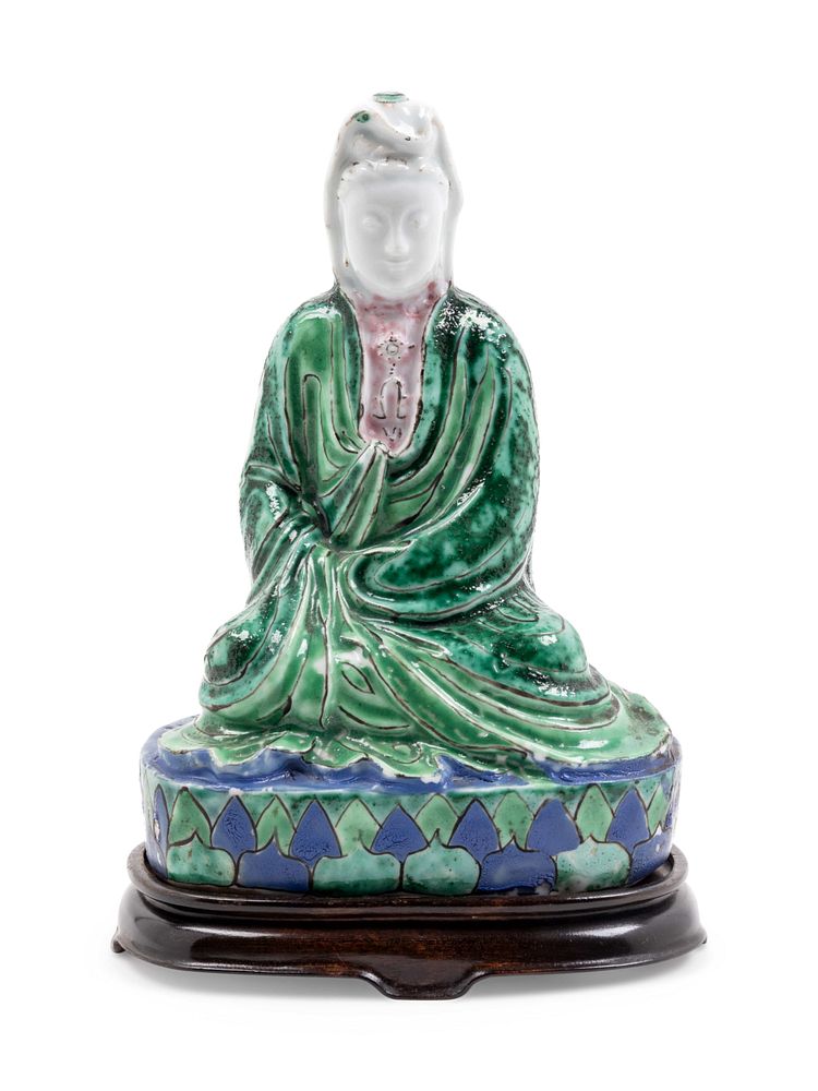 Appraisal: A Chinese Famille Verte Figure of Guanyin A Chinese Famille