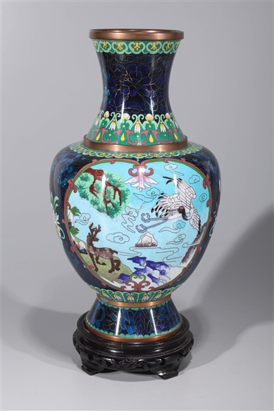 Appraisal: Chinese cloisonne enameled vase with bird and flower designs with