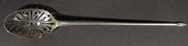 Appraisal: Georgian silver mote spoon indistinctly hallmarked cm in length