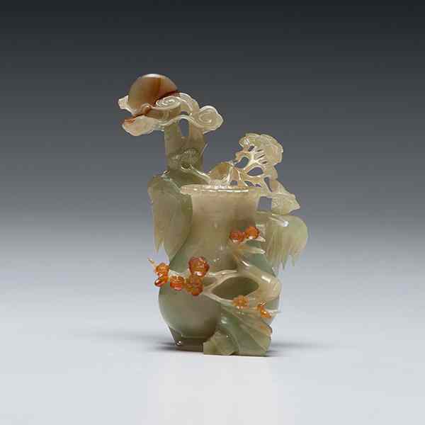 Appraisal: Chinese Jade Carved Scholar's Inkwell Chinese th century A finely