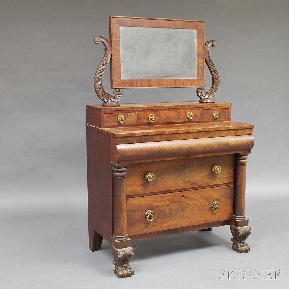 Appraisal: Classical Mahogany Veneer Dressing Table with Mirror New York early